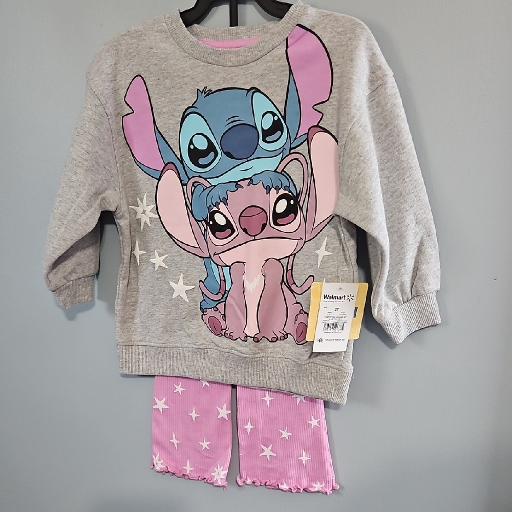 Disney Kids Outfit Set - Gray and Pink with Stitch